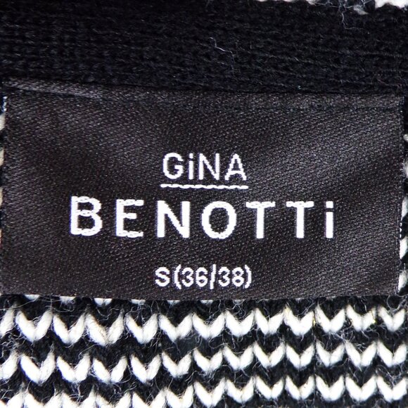 GINA BENOTTI size S black/white 3/4-sleeve embroidered knit dress - Picture 9 of 11